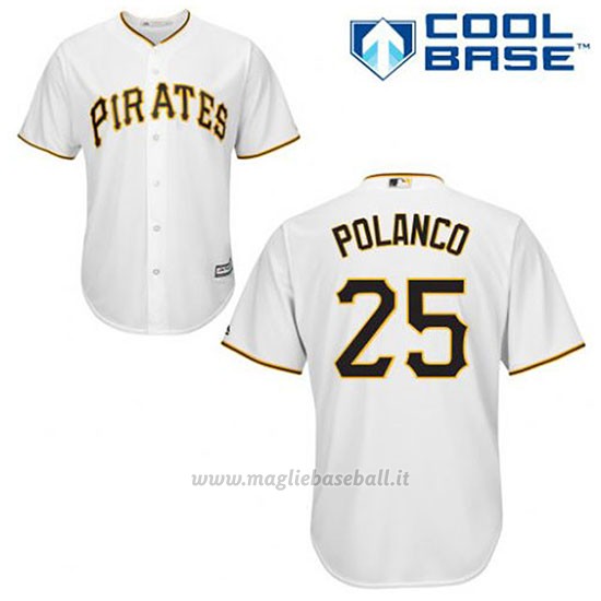 Maglia Baseball Uomo Pittsburgh Pirates Gregory Polanco 25 Bianco 1ªCool Base